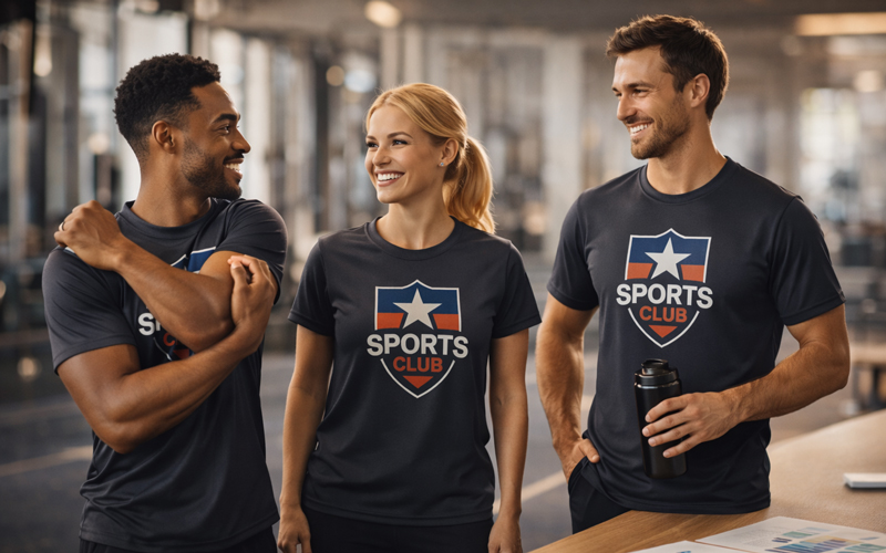 Sports club with branded sportswear